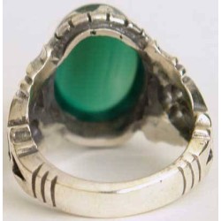 Iran Islam Shia Natural Chrysoprase Green Aqeeq Aqiq Agate Sterling Silver 925 Ring