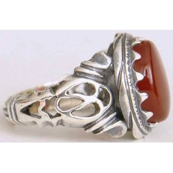 Iran Islam Shia Natural Agate Aqeeq Akeek Aqiq Sterling Silver 925 Ring