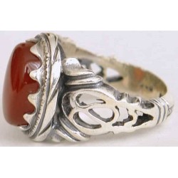 Iran Islam Shia Natural Agate Aqeeq Akeek Aqiq Sterling Silver 925 Ring