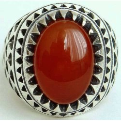 Iran Islam Shia Natural Agate Aqeeq Akeek Aqiq Sterling Silver 925 Ring