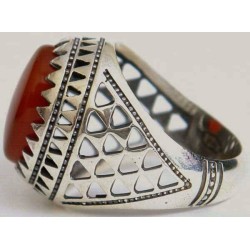 Iran Islam Shia Natural Agate Aqeeq Akeek Aqiq Sterling Silver 925 Ring