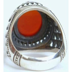 Iran Islam Shia Natural Agate Aqeeq Akeek Aqiq Sterling Silver 925 Ring