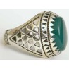 Iran Islam Shia Natural Chrysoprase Green Aqeeq Aqiq Agate Sterling Silver 925 Ring