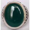 Iran Islam Shia Natural Chrysoprase Green Aqeeq Aqiq Agate Sterling Silver 925 Ring