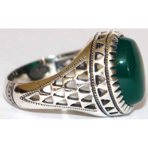 Iran Islam Shia Natural Chrysoprase Green Aqeeq Aqiq Agate Sterling Silver 925 Ring Iran Islam Shia Natural Chrysoprase Green Aqeeq Aqiq Agate Sterling Silver 925 Ring