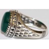 Iran Islam Shia Natural Chrysoprase Green Aqeeq Aqiq Agate Sterling Silver 925 Ring
