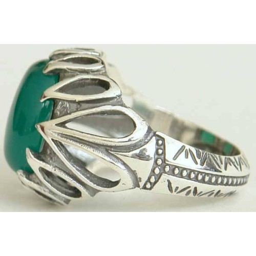 Iran Islam Shia Natural Chrysoprase Green Aqeeq Aqiq Agate Sterling Silver 925 Ring Iran Islam Shia Natural Chrysoprase Green Aqeeq Aqiq Agate Sterling Silver 925 Ring