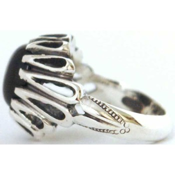 Iran Islam Shia Natural Onyx Agate Aqeeq Aqiq Akeek Sterling Silver 925 Ring