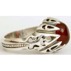 Iran Islam Shia Natural Agate Aqeeq Akeek Aqiq Sterling Silver 925 Ring