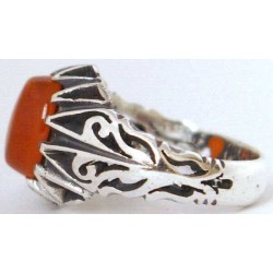 Iran Islam Shia Natural Agate Aqeeq Akeek Aqiq Sterling Silver 925 Ring