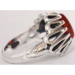 Iran Islam Shia Natural Agate Aqeeq Akeek Aqiq Sterling Silver 925 Ring