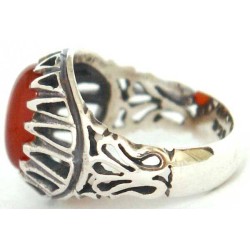 Iran Islam Shia Natural Agate Aqeeq Akeek Aqiq Sterling Silver 925 Ring