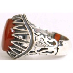 Iran Islam Shia Natural Agate Aqeeq Akeek Aqiq Sterling Silver 925 Ring