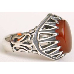 Iran Islam Shia Natural Agate Aqeeq Akeek Aqiq Sterling Silver 925 Ring