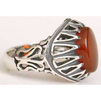 Iran Islam Shia Natural Agate Aqeeq Akeek Aqiq Sterling Silver 925 Ring