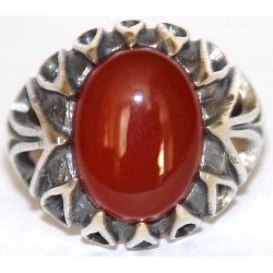 Iran Islam Shia Natural Agate Aqeeq Akeek Aqiq Sterling Silver 925 Ring