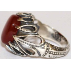 Iran Islam Shia Natural Agate Aqeeq Akeek Aqiq Sterling Silver 925 Ring