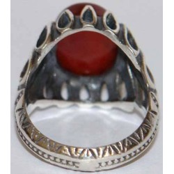 Iran Islam Shia Natural Agate Aqeeq Akeek Aqiq Sterling Silver 925 Ring