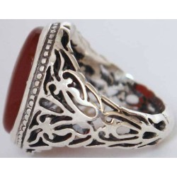 Iran Islam Shia Natural Agate Aqeeq Akeek Aqiq Sterling Silver 925 Ring