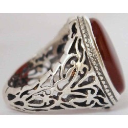 Iran Islam Shia Natural Agate Aqeeq Akeek Aqiq Sterling Silver 925 Ring
