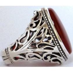 Iran Islam Shia Natural Agate Aqeeq Akeek Aqiq Sterling Silver 925 Ring