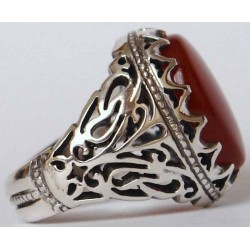 Iran Islam Shia Natural Agate Aqeeq Akeek Aqiq Sterling Silver 925 Ring