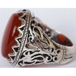 Iran Islam Shia Natural Agate Aqeeq Akeek Aqiq Sterling Silver 925 Ring