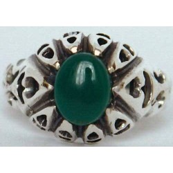 Iran Islam Shia Natural Chrysoprase Green Aqeeq Aqiq Agate Sterling Silver 925 Ring