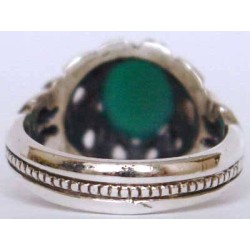 Iran Islam Shia Natural Chrysoprase Green Aqeeq Aqiq Agate Sterling Silver 925 Ring