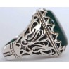 Iran Islam Shia Natural Chrysoprase Green Aqeeq Aqiq Agate Sterling Silver 925 Ring