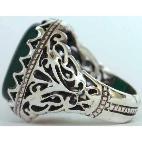 Iran Islam Shia Natural Chrysoprase Green Aqeeq Aqiq Agate Sterling Silver 925 Ring Iran Islam Shia Natural Chrysoprase Green Aqeeq Aqiq Agate Sterling Silver 925 Ring