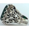 Iran Islam Shia Natural Chrysoprase Green Aqeeq Aqiq Agate Sterling Silver 925 Ring