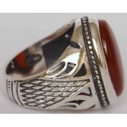 Iran Islam Shia Natural Agate Aqeeq Akeek Aqiq Sterling Silver 925 Ring