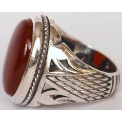 Iran Islam Shia Natural Agate Aqeeq Akeek Aqiq Sterling Silver 925 Ring