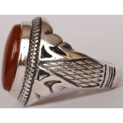 Iran Islam Shia Natural Agate Aqeeq Akeek Aqiq Sterling Silver 925 Ring