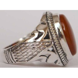 Iran Islam Shia Natural Agate Aqeeq Akeek Aqiq Sterling Silver 925 Ring