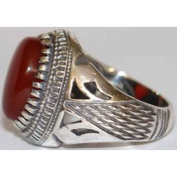 Iran Islam Shia Natural Agate Aqeeq Akeek Aqiq Sterling Silver 925 Ring