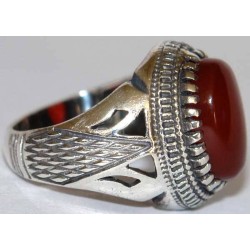 Iran Islam Shia Natural Agate Aqeeq Akeek Aqiq Sterling Silver 925 Ring