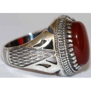 Iran Islam Shia Natural Agate Aqeeq Akeek Aqiq Sterling Silver 925 Ring