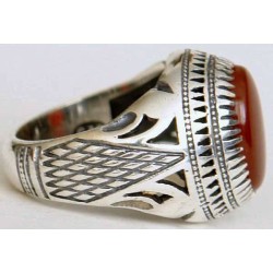Iran Islam Shia Natural Agate Aqeeq Akeek Aqiq Sterling Silver 925 Ring