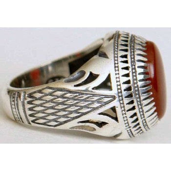 Iran Islam Shia Natural Agate Aqeeq Akeek Aqiq Sterling Silver 925 Ring