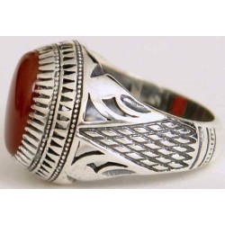 Iran Islam Shia Natural Agate Aqeeq Akeek Aqiq Sterling Silver 925 Ring