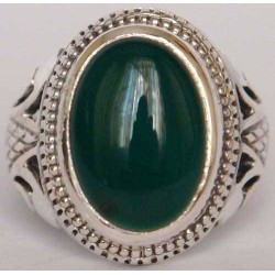 Iran Islam Shia Natural Chrysoprase Green Aqeeq Aqiq Agate Sterling Silver 925 Ring