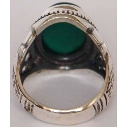 Iran Islam Shia Natural Chrysoprase Green Aqeeq Aqiq Agate Sterling Silver 925 Ring