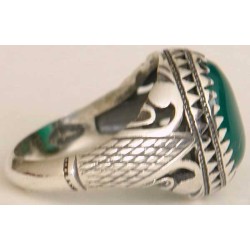 Iran Islam Shia Natural Chrysoprase Green Aqeeq Aqiq Agate Sterling Silver 925 Ring