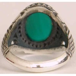 Iran Islam Shia Natural Chrysoprase Green Aqeeq Aqiq Agate Sterling Silver 925 Ring