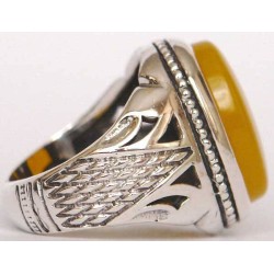 Islam, Shia, IRAN, Agate, Ring, Aqeeq, Aqiq, Silver 925, Natural Yellow Agate, Sterling Silver, Silver Ring, Akeek, Yellow Agate