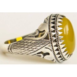 Islam, Shia, IRAN, Agate, Ring, Aqeeq, Aqiq, Silver 925, Natural Yellow Agate, Sterling Silver, Silver Ring, Akeek, Yellow Agate