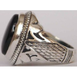 Iran Islam Shia Natural Onyx Agate Aqeeq Aqiq Akeek Sterling Silver 925 Ring