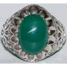 Iran Islam Shia Natural Chrysoprase Green Aqeeq Aqiq Agate Sterling Silver 925 Ring
